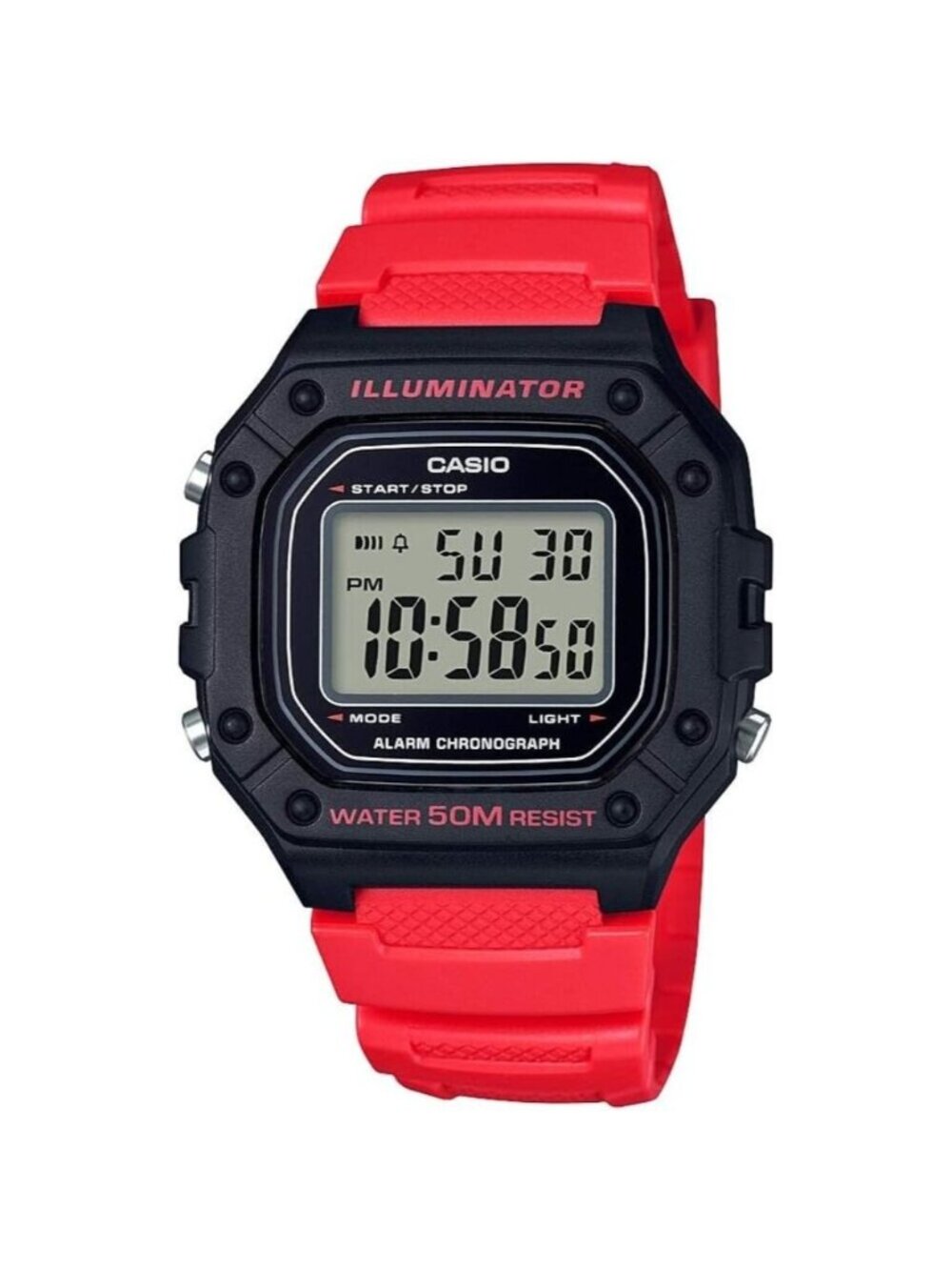 Casio Men's Red/Black W-218H-4BVCF Water Resistant Digital Display Quartz Watch